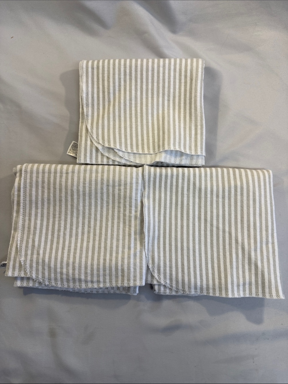 Gerber Gray and White Striped flannel receiving blankets